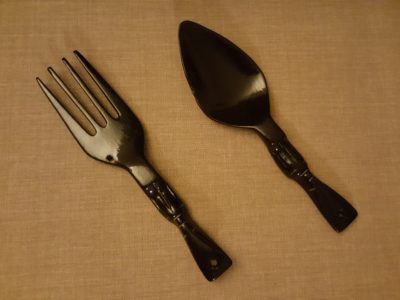 Wooden fork and spoon, sanded and refinished