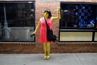 Jennifer, rocking the gold bodysuit and a sleeveless dress in Ocean City.