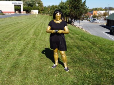 Wearing my little black dress while flying my drone in Virginia.