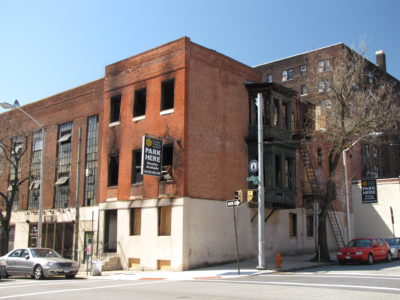 View from the northeast, across both Calvert and Read Streets from the Play House.