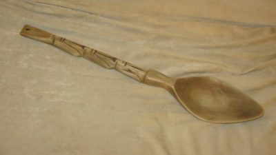 The same spoon after a sanding session